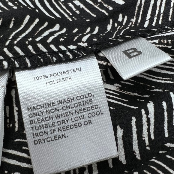 LOFT Black White Geometric Print Straight Neck Belted Jumpsuit Pockets Size M - Picture 11 of 11